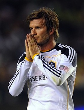 David Beckham from the LA Galaxy reacts