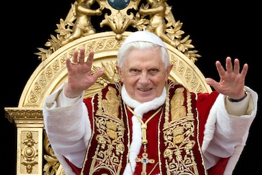 Pope Benedict XVI blesses the faithful as he leads his Urbi et Orbi at the Vatican