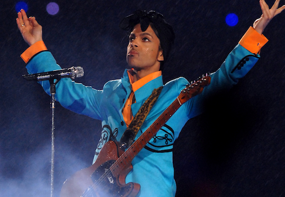 Prince performs at half time during Super Bowl XLI between the Indianapolis Colts and Chicago Bears at Dolphins Stadium in Miami, Florida on February 4, 2007. (Photo by Theo Wargo/Getty Images)